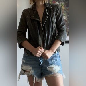 All Saints Women’s Leather Biker Jacket Size 4